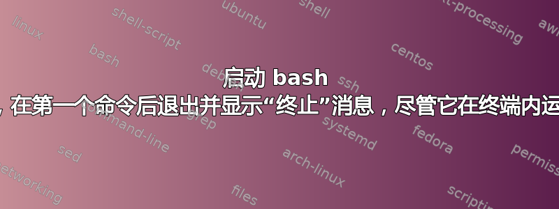 启动 bash 文件后，在第一个命令后退出并显示“终止”消息，尽管它在终端内运行良好