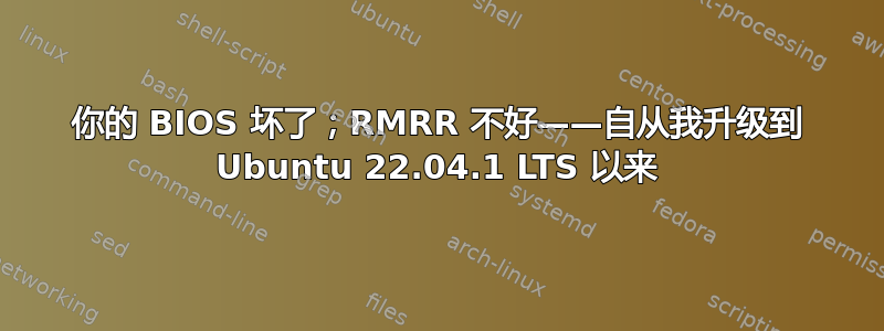 你的 BIOS 坏了；RMRR 不好——自从我升级到 Ubuntu 22.04.1 LTS 以来