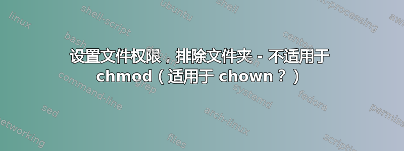 设置文件权限，排除文件夹 - 不适用于 chmod（适用于 chown？）