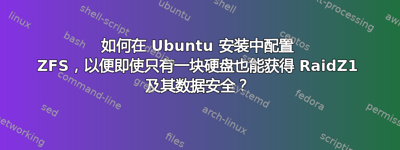 如何在 Ubuntu 安装中配置 ZFS，以便即使只有一块硬盘也能获得 RaidZ1 及其数据安全？