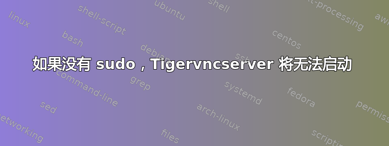 如果没有 sudo，Tigervncserver 将无法启动