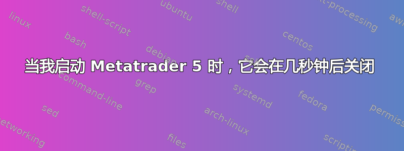 当我启动 Metatrader 5 时，它会在几秒钟后关闭