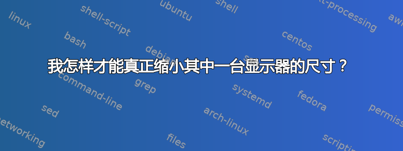 我怎样才能真正缩小其中一台显示器的尺寸？