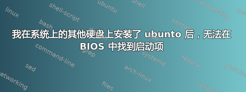 我在系统上的其他硬盘上安装了 ubunto 后，无法在 BIOS 中找到启动项