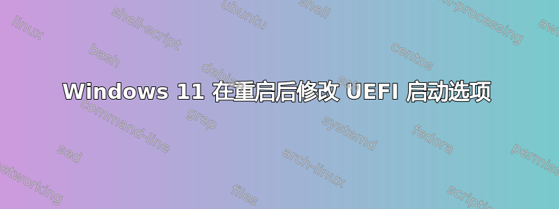 Windows 11 在重启后修改 UEFI 启动选项