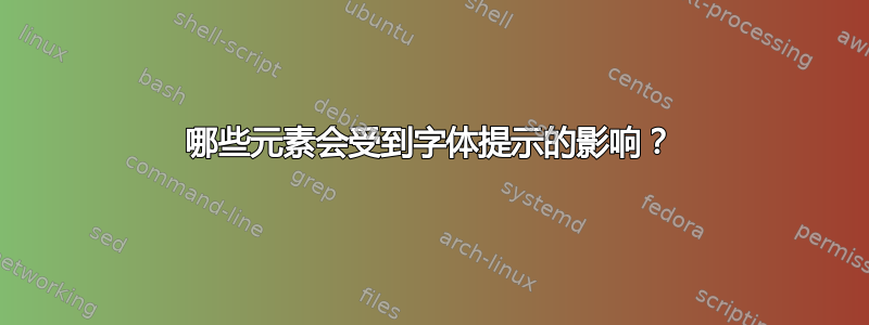 哪些元素会受到字体提示的影响？