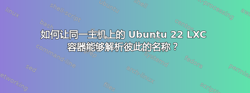 如何让同一主机上的 Ubuntu 22 LXC 容器能够解析彼此的名称？