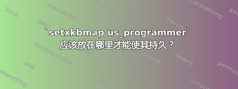 `setxkbmap us_programmer` 应该放在哪里才能使其持久？