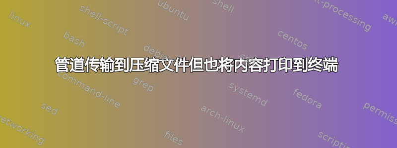 管道传输到压缩文件但也将内容打印到终端