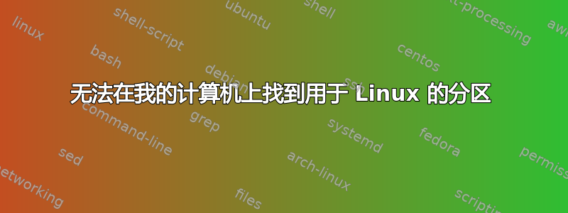 无法在我的计算机上找到用于 Linux 的分区