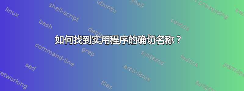 如何找到实用程序的确切名称？ 