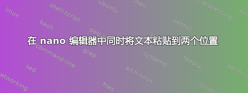 在 nano 编辑器中同时将文本粘贴到两个位置