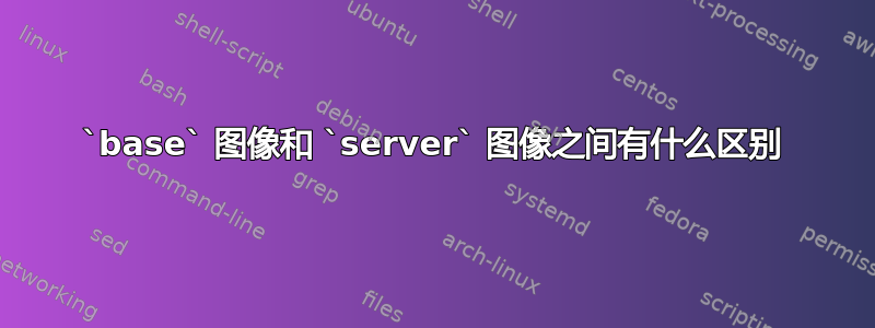 `base` 图像和 `server` 图像之间有什么区别