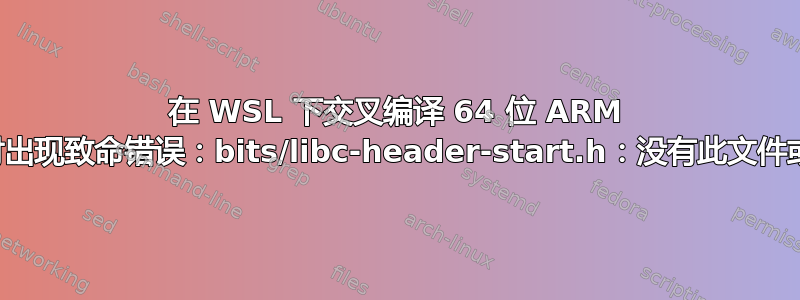 在 WSL 下交叉编译 64 位 ARM 项目时出现致命错误：bits/libc-header-start.h：没有此文件或目录