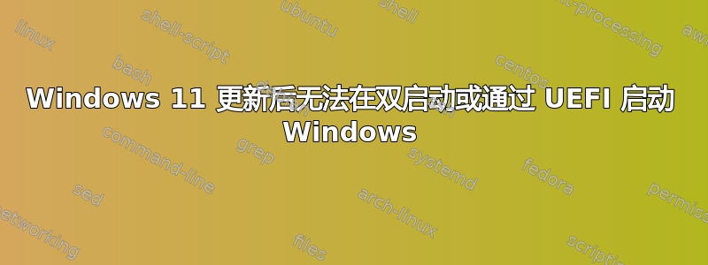 Windows 11 更新后无法在双启动或通过 UEFI 启动 Windows