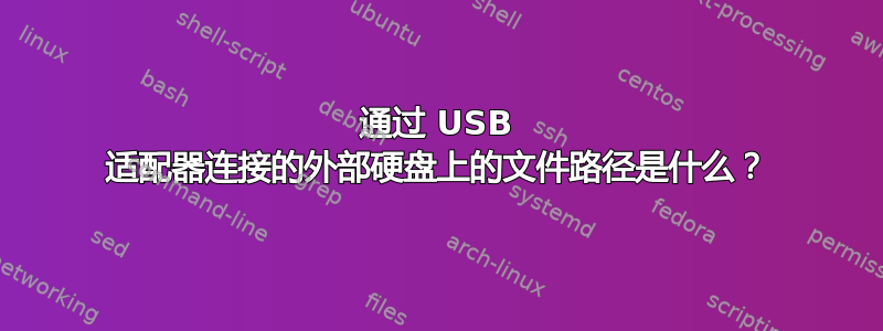 通过 USB 适配器连接的外部硬盘上的文件路径是什么？