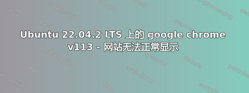 Ubuntu 22.04.2 LTS 上的 google chrome v113 - 网站无法正常显示