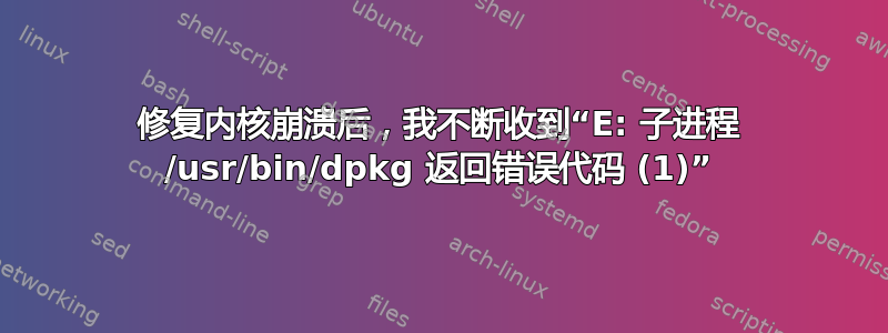 修复内核崩溃后，我不断收到“E: 子进程 /usr/bin/dpkg 返回错误代码 (1)”