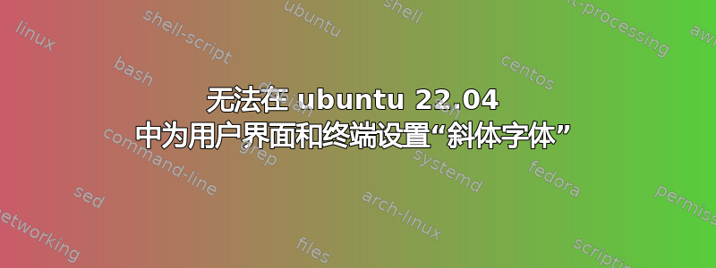 无法在 ubuntu 22.04 中为用户界面和终端设置“斜体字体”