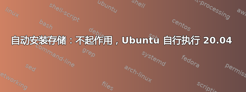 自动安装存储：不起作用，Ubuntu 自行执行 20.04