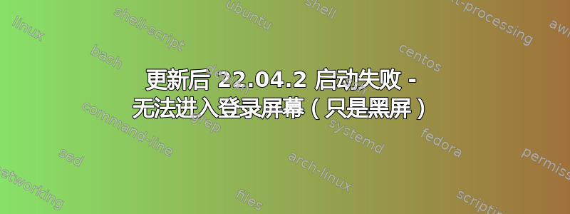 更新后 22.04.2 启动失败 - 无法进入登录屏幕（只是黑屏）