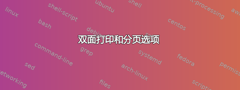 双面打印和分页选项