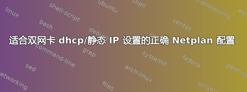 适合双网卡 dhcp/静态 IP 设置的正确 Netplan 配置