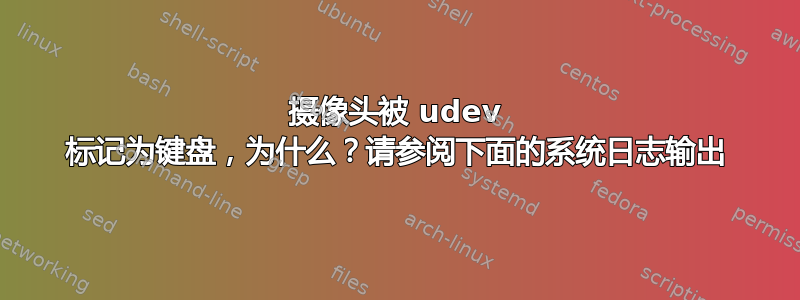 摄像头被 udev 标记为键盘，为什么？请参阅下面的系统日志输出