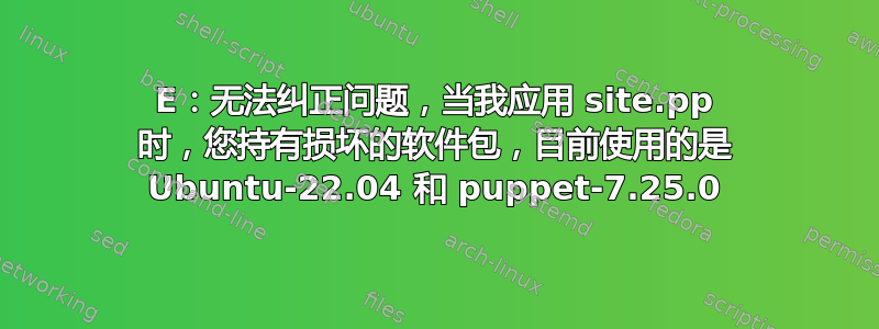 E：无法纠正问题，当我应用 site.pp 时，您持有损坏的软件包，目前使用的是 Ubuntu-22.04 和 puppet-7.25.0