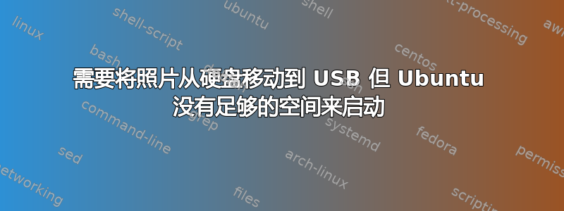 需要将照片从硬盘移动到 USB 但 Ubuntu 没有足够的空间来启动