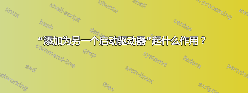 “添加为另一个启动驱动器”起什么作用？