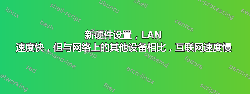 新硬件设置，LAN 速度快，但与网络上的其他设备相比，互联网速度慢