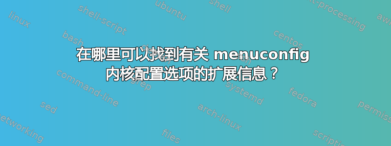 在哪里可以找到有关 menuconfig 内核配置选项的扩展信息？