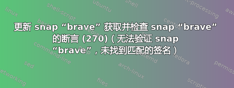 更新 snap “brave” 获取并检查 snap “brave” 的断言 (270)（无法验证 snap “brave”，未找到匹配的签名）