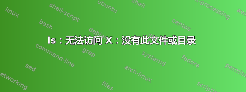 ls：无法访问 X：没有此文件或目录