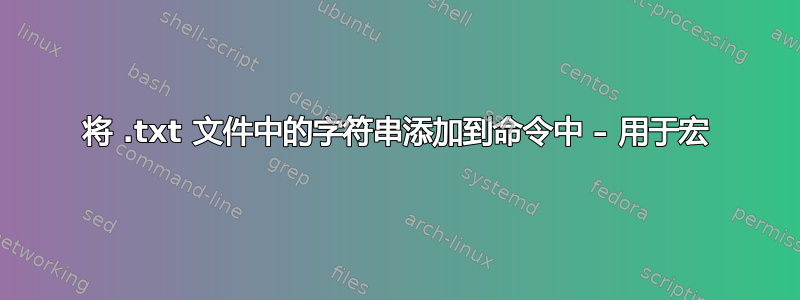 将 .txt 文件中的字符串添加到命令中 – 用于宏