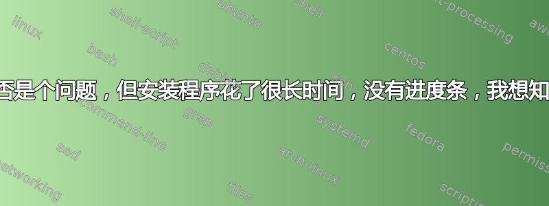 我不确定这是否是个问题，但安装程序花了很长时间，没有进度条，我想知道这是否正常