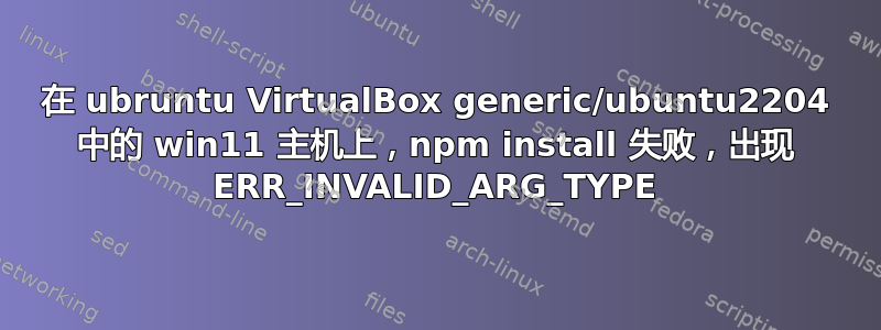 在 ubruntu VirtualBox generic/ubuntu2204 中的 win11 主机上，npm install 失败，出现 ERR_INVALID_ARG_TYPE