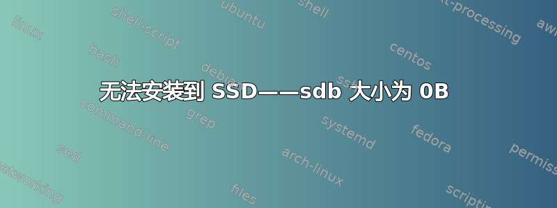 无法安装到 SSD——sdb 大小为 0B