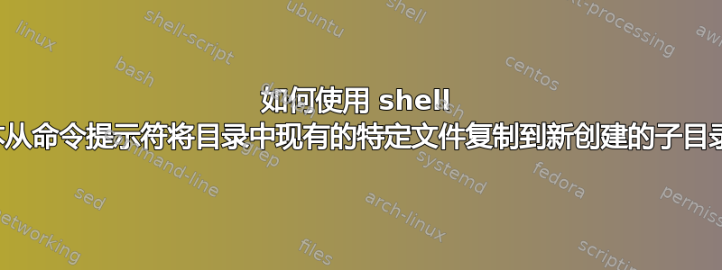 如何使用 shell 脚本从命令提示符将目录中现有的特定文件复制到新创建的子目录中