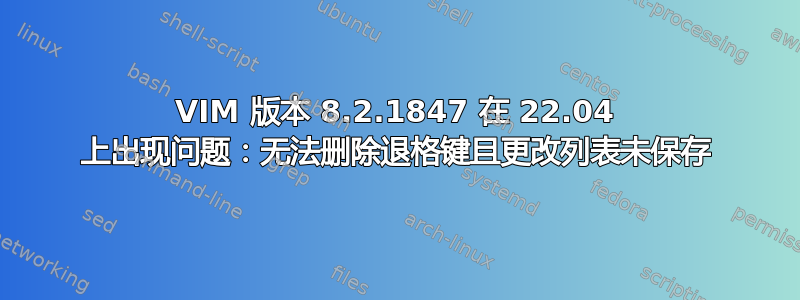 VIM 版本 8.2.1847 在 22.04 上出现问题：无法删除退格键且更改列表未保存