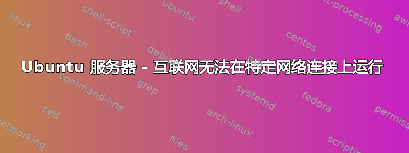 Ubuntu 服务器 - 互联网无法在特定网络连接上运行