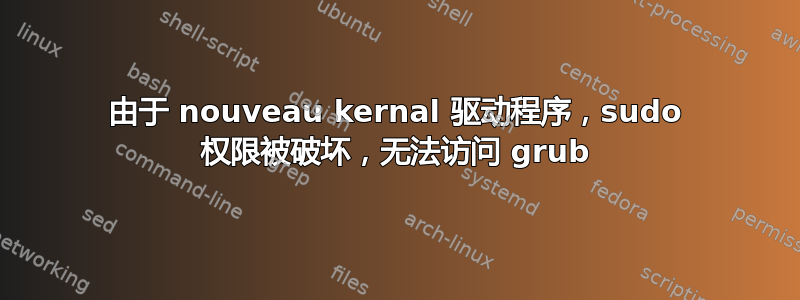 由于 nouveau kernal 驱动程序，sudo 权限被破坏，无法访问 grub