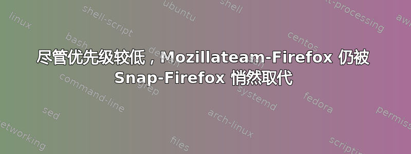 尽管优先级较低，Mozillateam-Firefox 仍被 Snap-Firefox 悄然取代