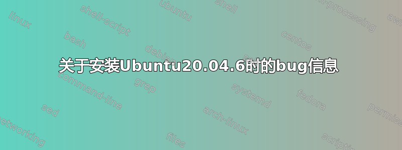 关于安装Ubuntu20.04.6时的bug信息