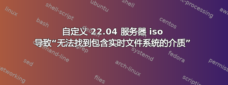 自定义 22.04 服务器 iso 导致“无法找到包含实时文件系统的介质”