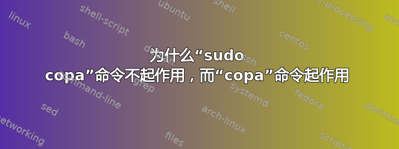 为什么“sudo copa”命令不起作用，而“copa”命令起作用