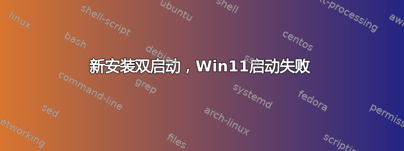 新安装双启动，Win11启动失败