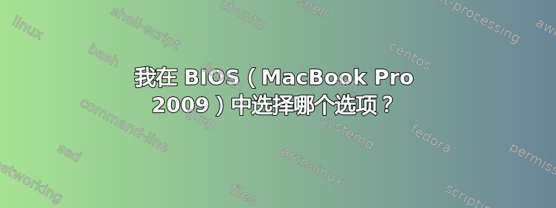 我在 BIOS（MacBook Pro 2009）中选择哪个选项？