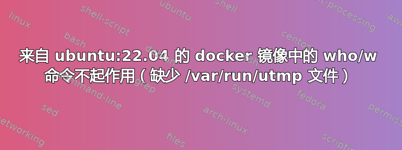 来自 ubuntu:22.04 的 docker 镜像中的 who/w 命令不起作用（缺少 /var/run/utmp 文件）